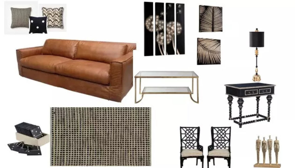 Black, White, & Tan Living Room image 0