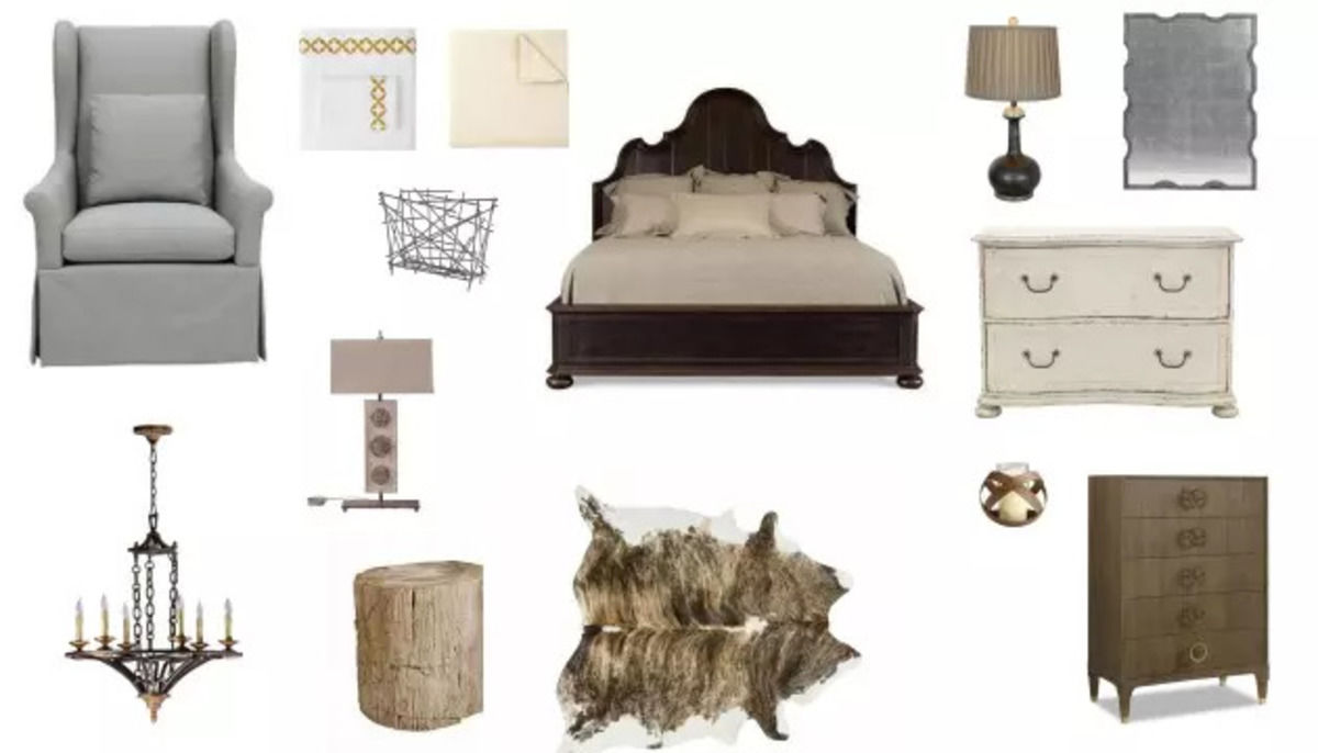 Masculine and feminine elements combine to create this beautiful master bedroom. image 0