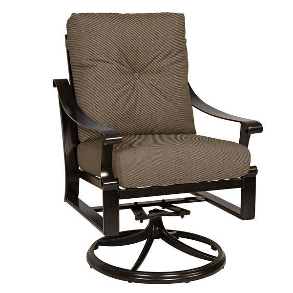Rattan Chair Cushion - Thick Swivel Rocker Seat Pad, UV & Water Resistant With Anti-Slip Straps (Black)