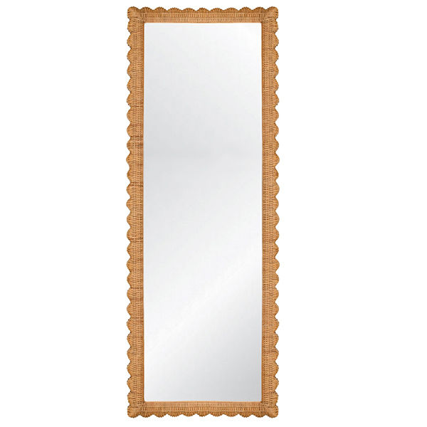 Britton Scallop Edge Rattan Floor Mirror | Scout & Nimble