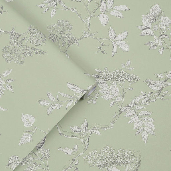 Laura Ashley Elderwood Sage Botanicals, Florals & Birds