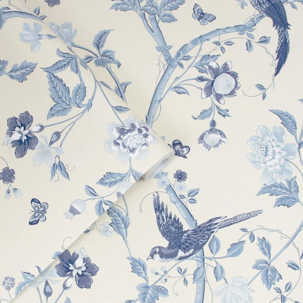 blue botanical wallpaper