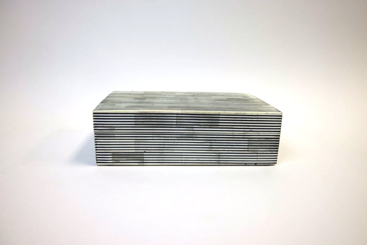 Scout & Nimble Jeff Large Black/ivory Thin Striped Bone Box