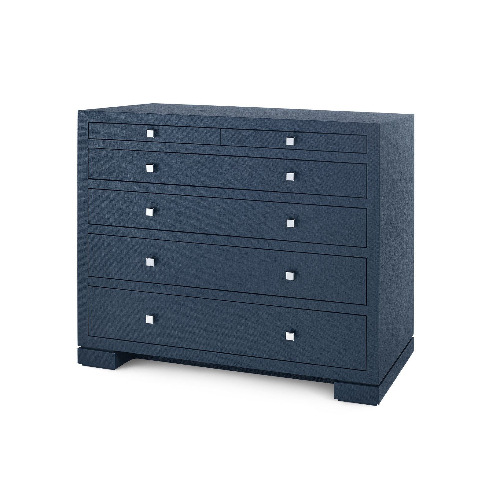 Scout & Nimble Frances Oversized Grasscloth 6 Drawer Navy Blue Dresser