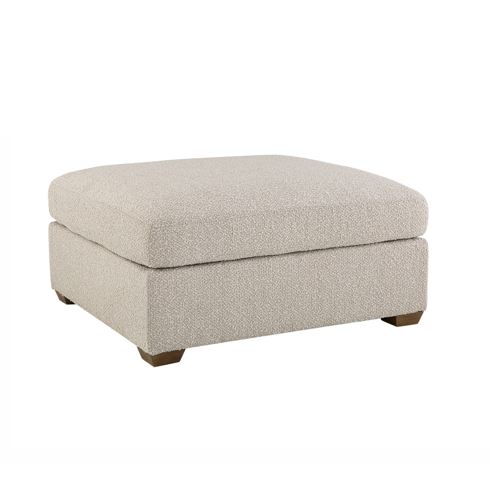 Scout & Nimble Reese Textured Oatmeal Performance Fabric Ottoman