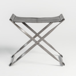 Scout & Nimble Harper Aged Obsidian Leather Scissor Ottoman