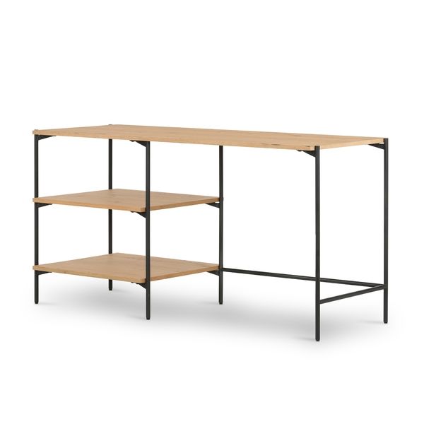 Eaton Oak and Iron Modular Desk with Shelves | Scout & Nimble