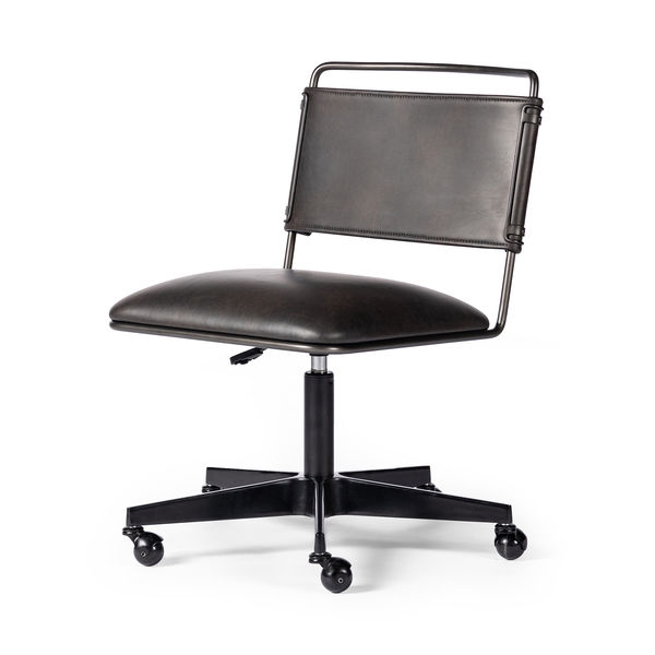 Wharton Upholstered Matte Black Iron Desk Chair | Scout & Nimble