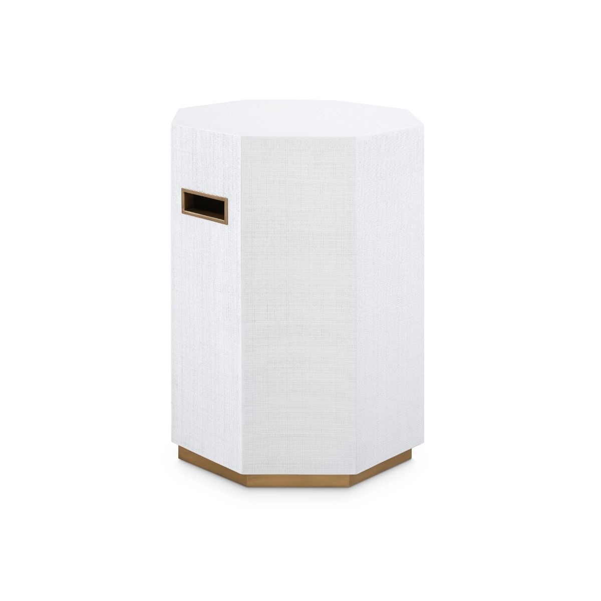 Scout & Nimble Octavia White Lacquered Linen Geometric Side Table
