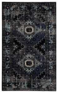 Westlyn Indoor/ Outdoor Medallion Black/ Blue Rug main image