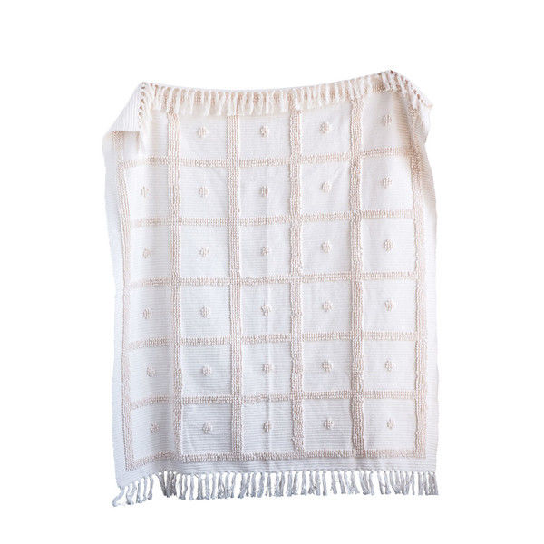 Cream Chenille Stitched Throw