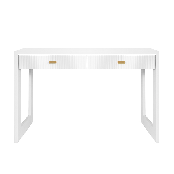 Image of Larkin White Lacquer Two Drawer Fluted Desk