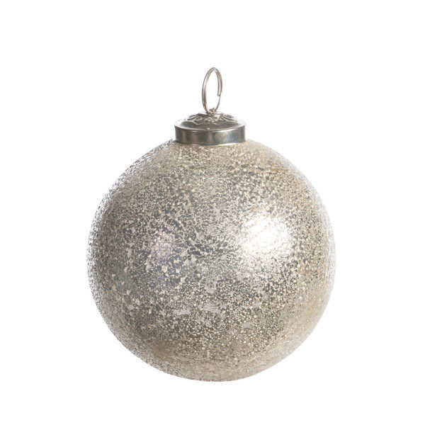 Frostine 4" Round Silver Glass Ornament, Set of 6 Scout & Nimble