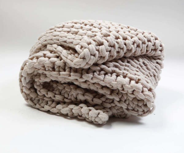 Finn Chunky Hand-Knit Throw Blanket Taupe Scout Nimble