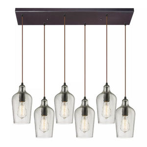 Hammered Glass Collection 6 Light Chandelier In Oil Rubbed Bronze main image