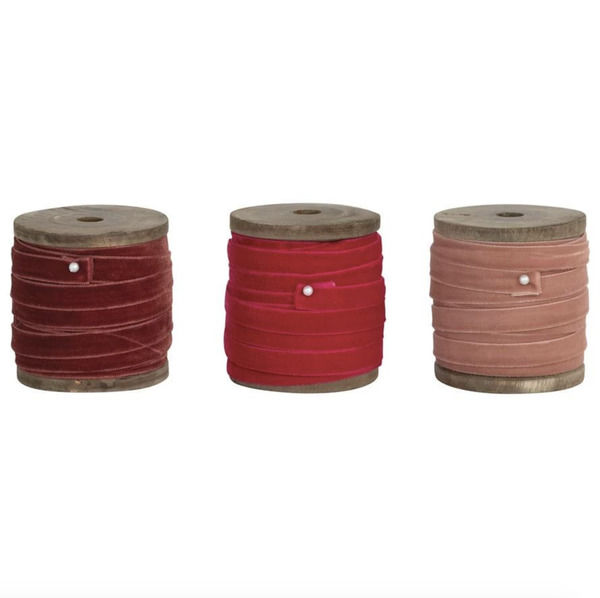 Coco 10 Yard Wood Spool Velvet Ribbon, Set of 3 | Scout & Nimble
