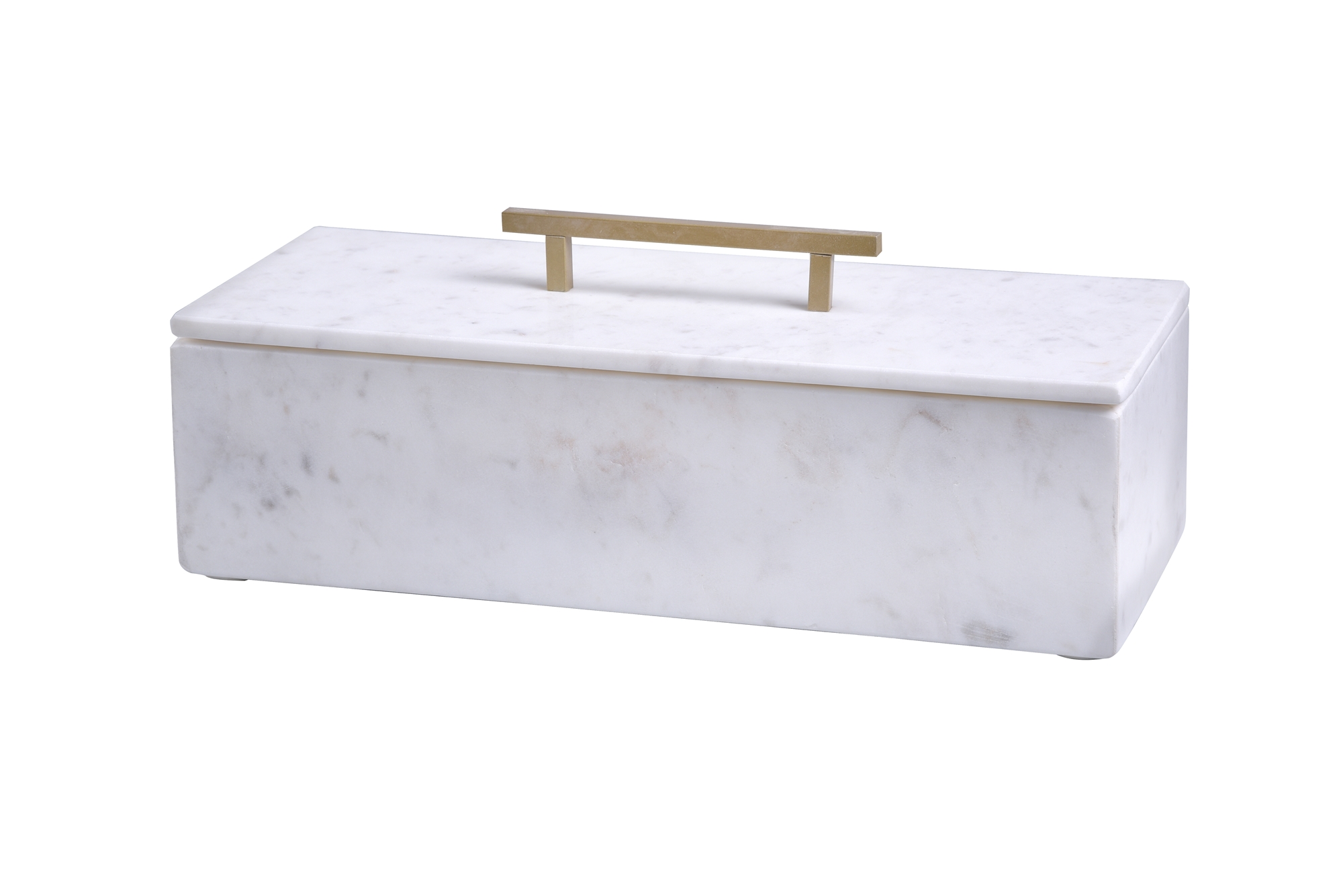 Marble Box And Lid With Metal Handle