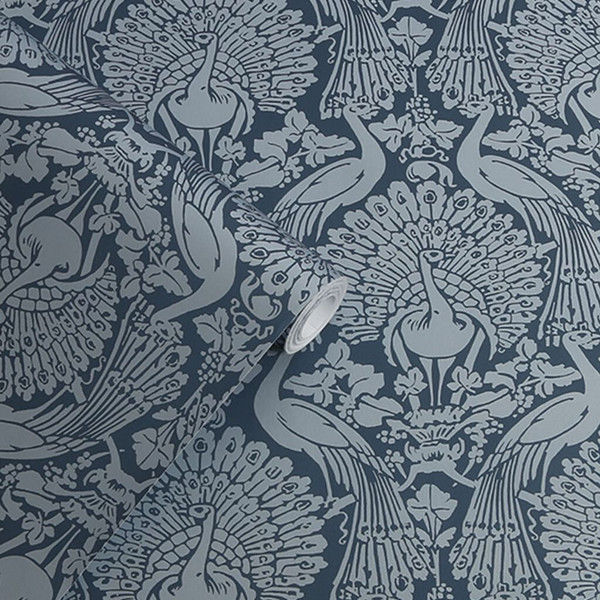 Laura Ashley Peacock Damask Metallic Wallpaper Scout & Nimble