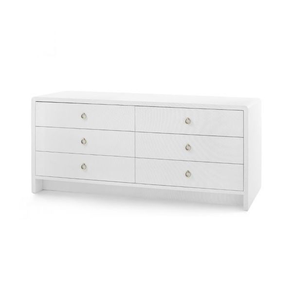 Bryant Extra Wide Lacquered Linen 6-Drawer Dresser - White Linen
