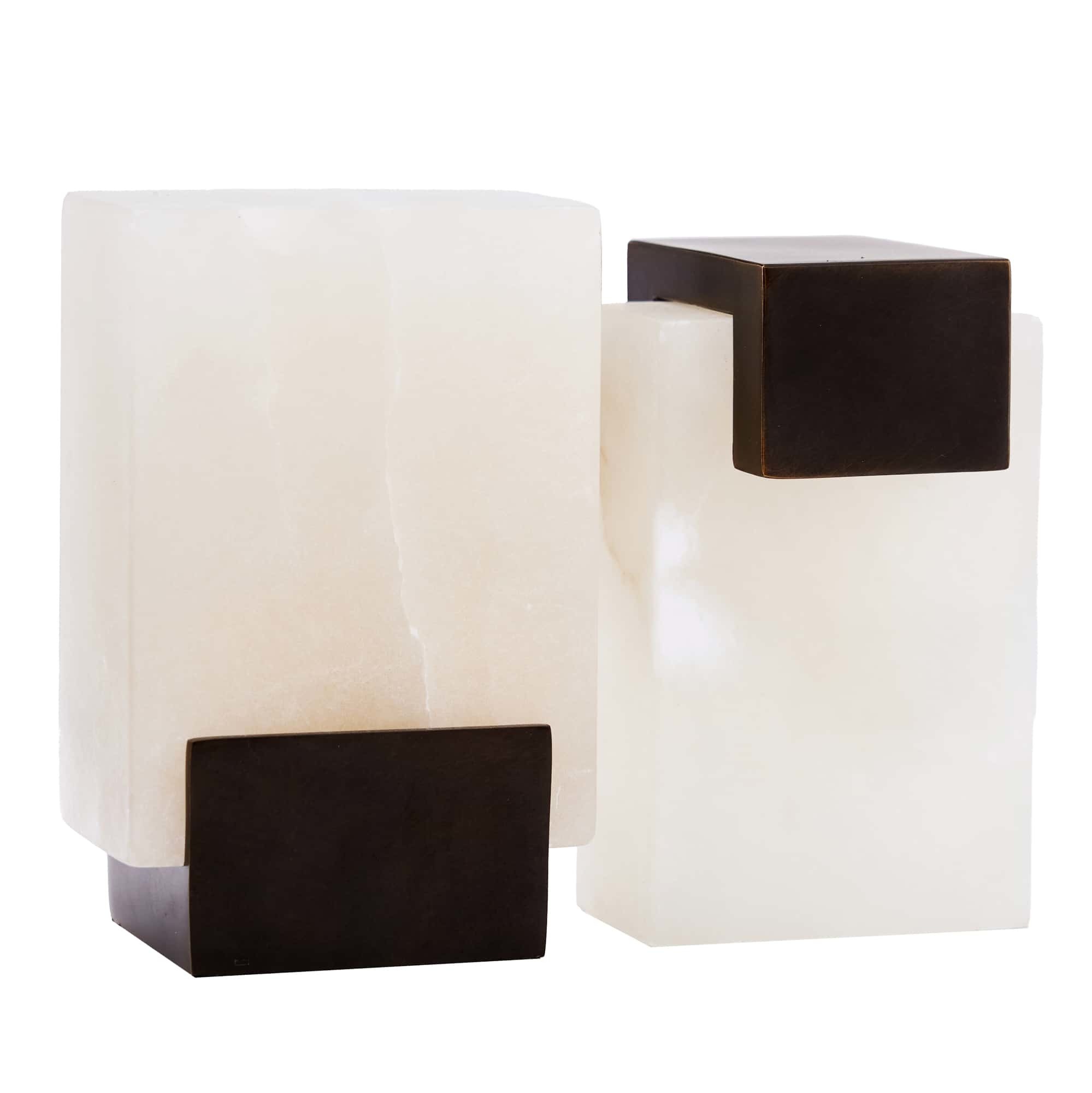 Scout & Nimble Tolliver Black & White Alabaster Bookends, Set Of 2