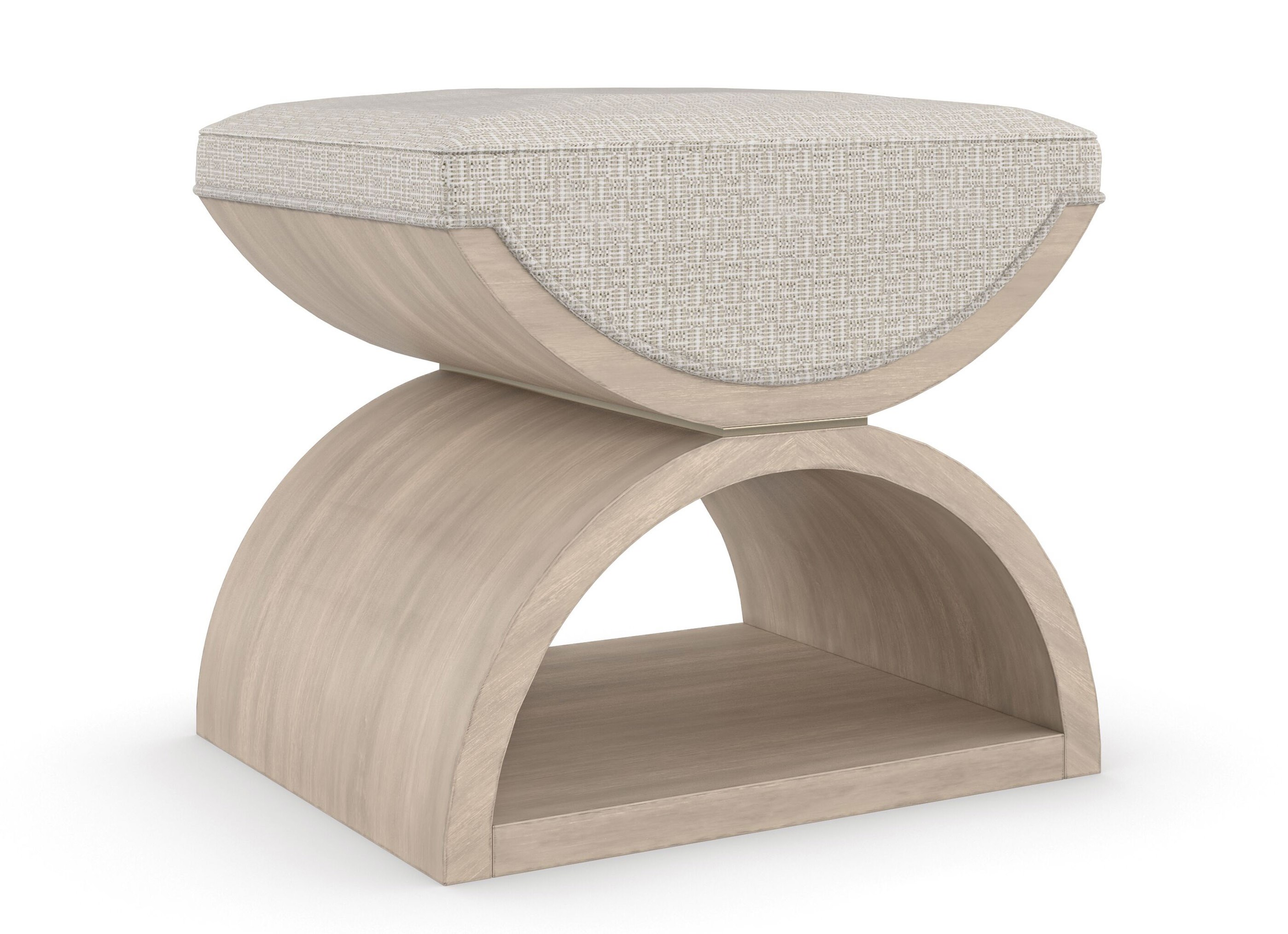 Image of Tan Fabric Modern Open Enrollment Bench