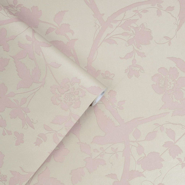 Laura Ashley Oriental Garden Pearlescent Chalk Pink Botanicals, Birds