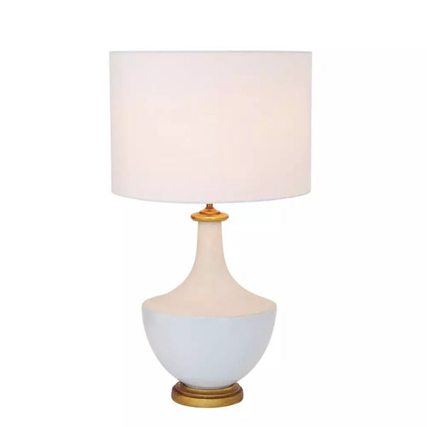 Ceramic Table Lamp With Linen Shade, Cream